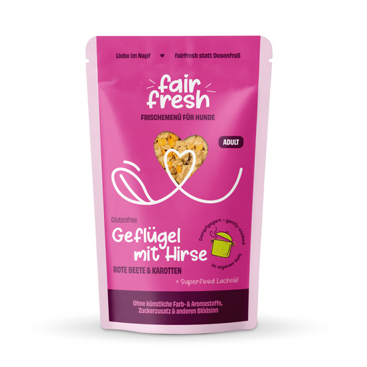 Geflügel mit Hirse, Roter Bete und Karotten