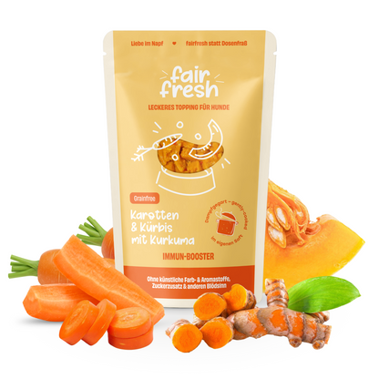 Topping mit Karotten, Kürbis und Kurkuma