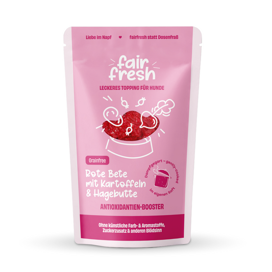 Topping mit Roter Beete, Kartoffeln und Hagebutte