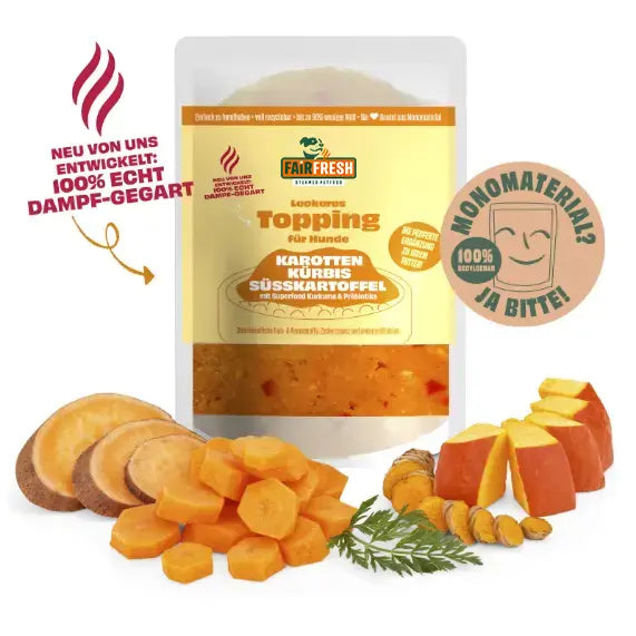 Topping für Hunde - Karotten, Kürbis, Süsskartoffel