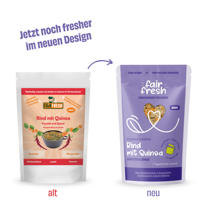 Saftiges FAiRsprechen Rind mit Quinoa (feines Paté in eigenem Sud)