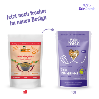 Rind mit Quinoa, Karotten und Spinat