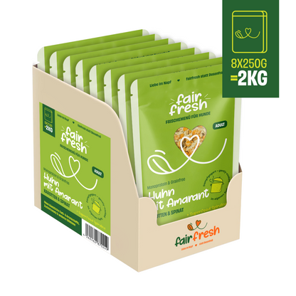 Huhn mit Amaranth, Karotten und Spinat