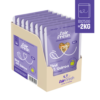 Rind mit Quinoa, Karotten und Spinat