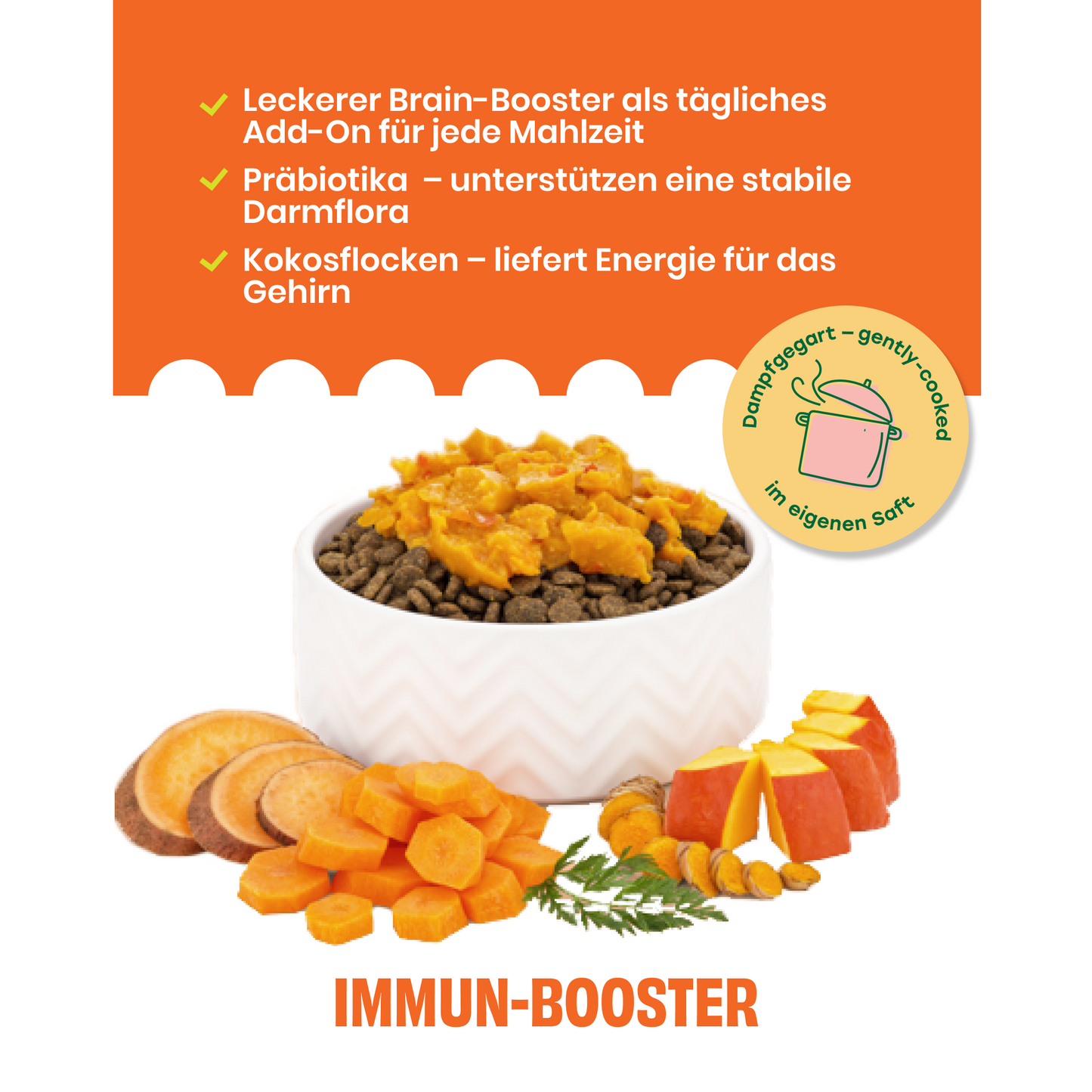 Topping mit Karotten, Kürbis und Kurkuma