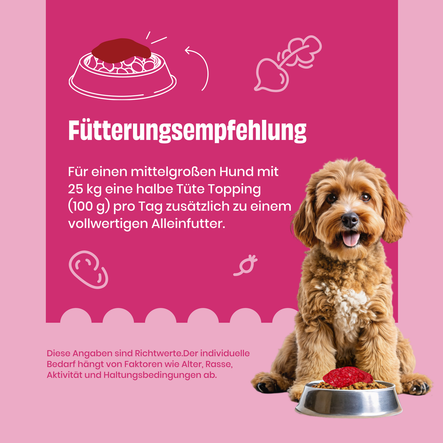 Topping mit Roter Beete, Kartoffeln und Hagebutte