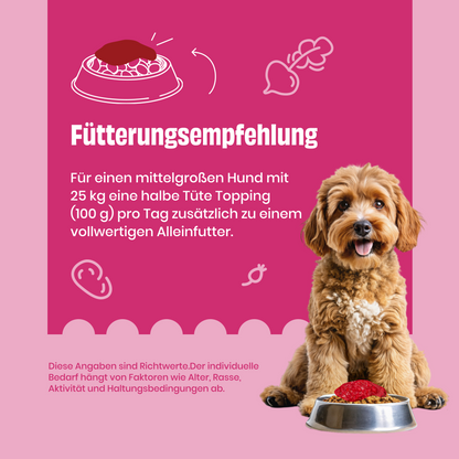 Topping mit Roter Beete, Kartoffeln und Hagebutte