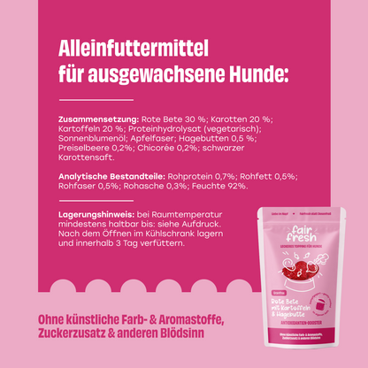 Topping mit Roter Beete, Kartoffeln und Hagebutte