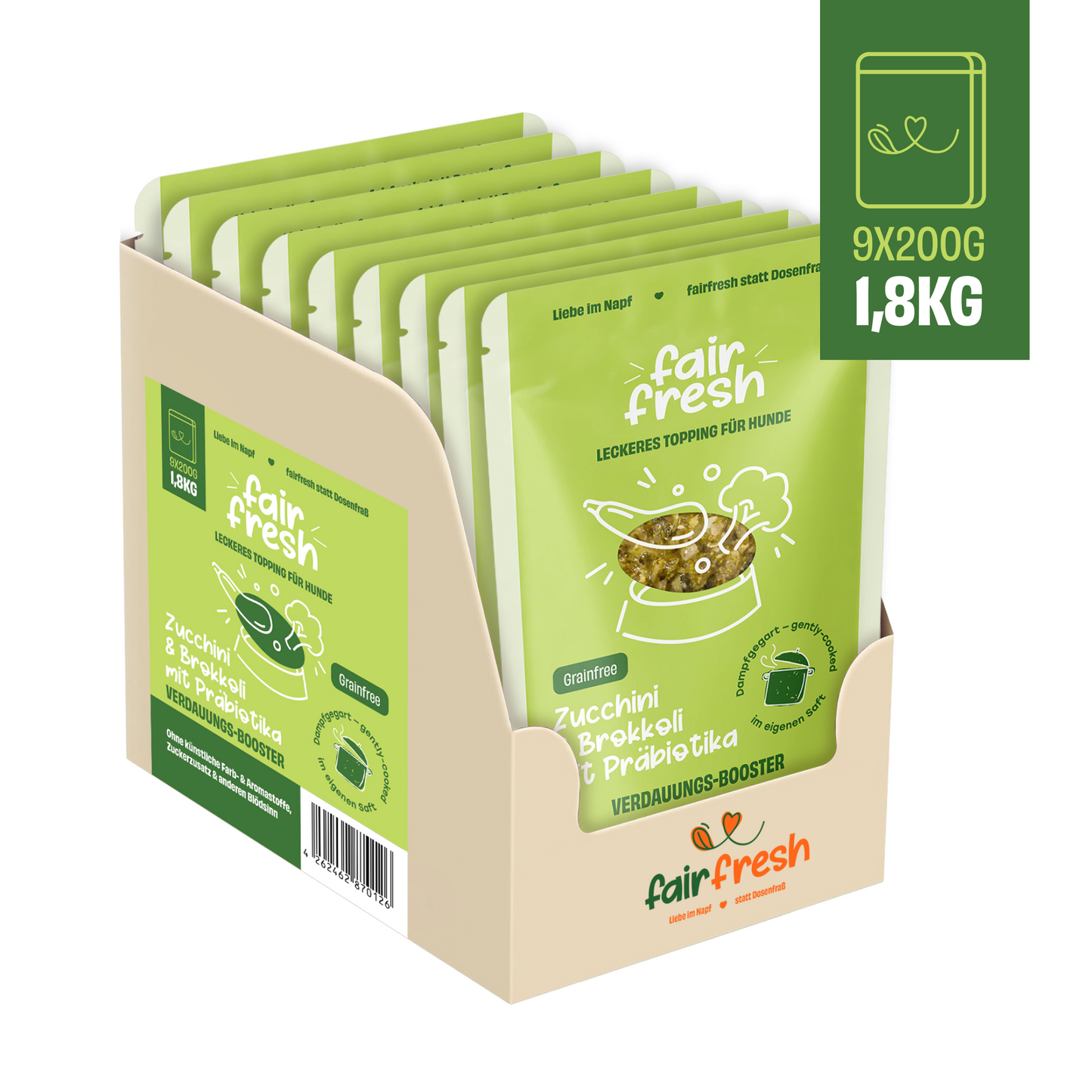 Topping mit Zucchini, Brokkoli und Präbiotika