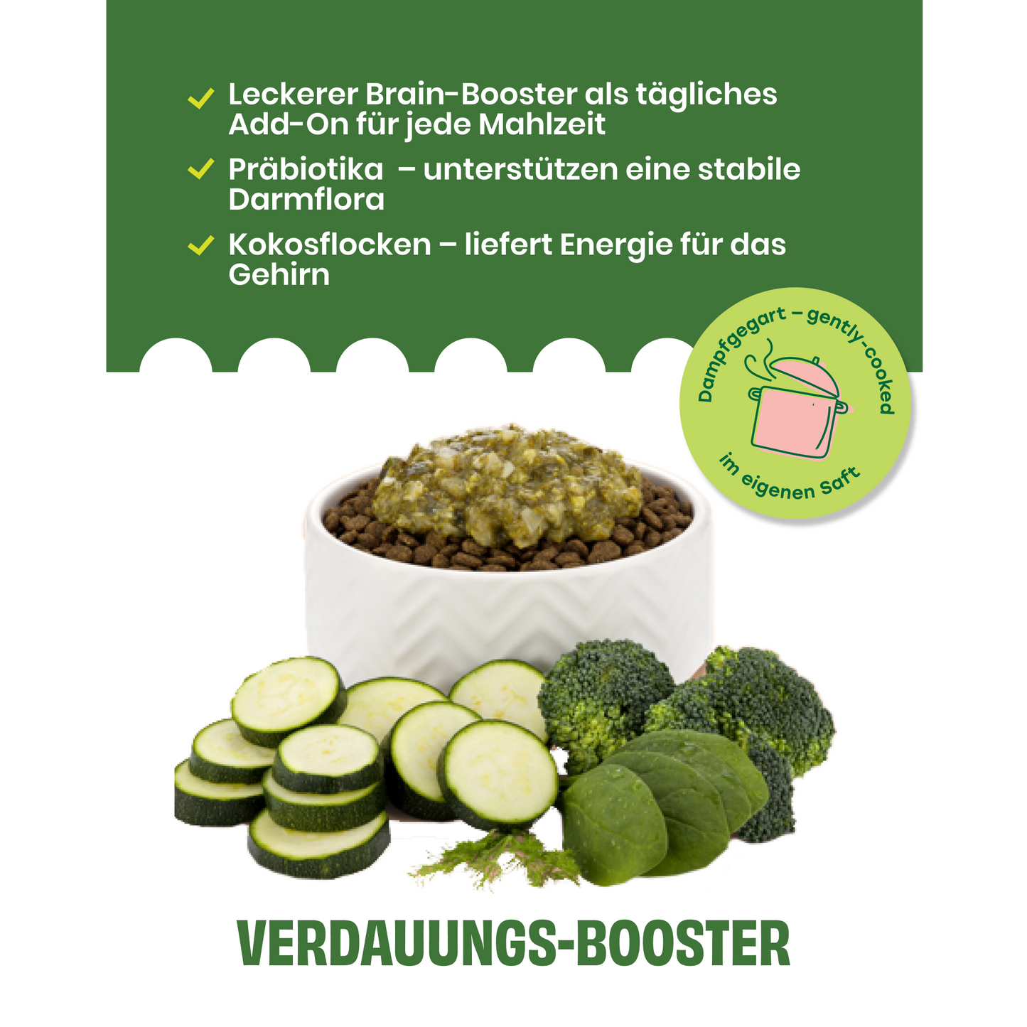 Topping mit Zucchini, Brokkoli und Präbiotika